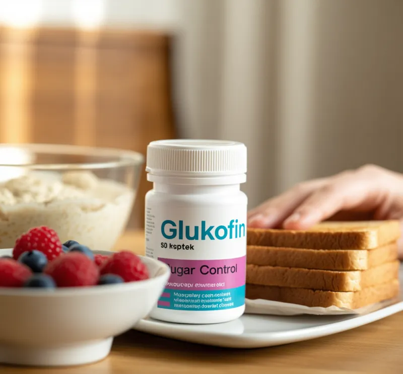 Glukofin Sugar Control przy zdrowym śniadaniu z owocami i pieczywem - Stenka Clinic